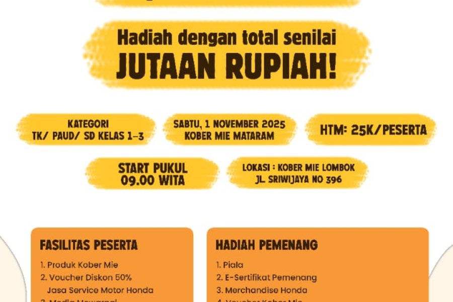 Yuk, Ajak Si Kecil Ikut Lomba Mewarnai Bareng Kober Mie dan MPM Motor!